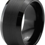 10mm - Unisex or Men's Tungsten Wedding Bands. Black Tungsten Carbide Ring. Brushed Top Comfort Fit