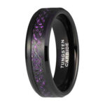 6mm - Unisex or Women's Tungsten Wedding Band. Celtic Wedding Band Black with Purple and Black Resin Inlay Celtic Knot. Tungsten Carbide Ring