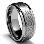 8mm - Laser Celtic Knot 8mm Silver Men Wedding Band Tungsten Carbide Ring