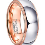 8mm - Rose Gold Tungsten Silver Shiny Domed Gunmetal Ring. Tungsten Carbide Wedding Ring. Mens or Womens Jewelry