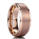 8mm - Tungsten, 18K Rose Gold Plated Men's Wedding Band: 8mm, Flat Stepped Edge Design
