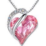 Pink Bright Rose Quartz Heart Crystal Pendant with 18" Chain Necklace.