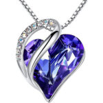 Tanzanite Purple Heart Crystal Pendant with 18" Chain Necklace.